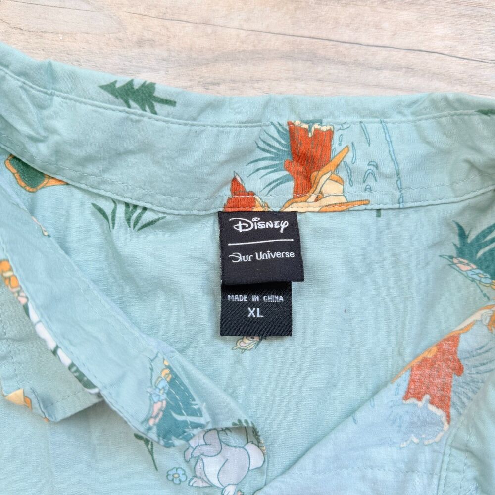Disney Bambi Scenic Print Button-Up Shirt BoxLunch Exclusive Men’s XL Green Blue - Picture 11 of 11